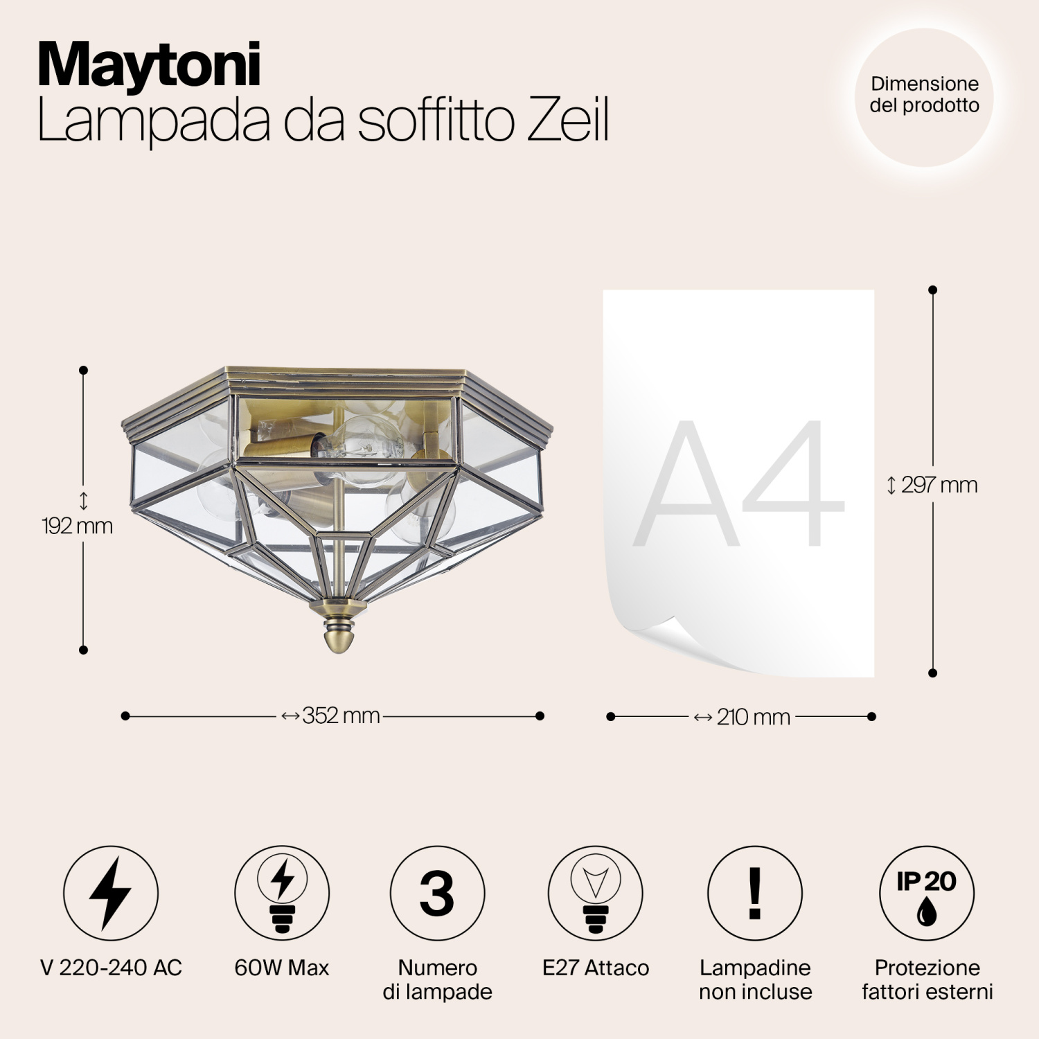 Maytoni Classic Zeil Потолочный светильник цвет: бронза H356-CL-03-BZ