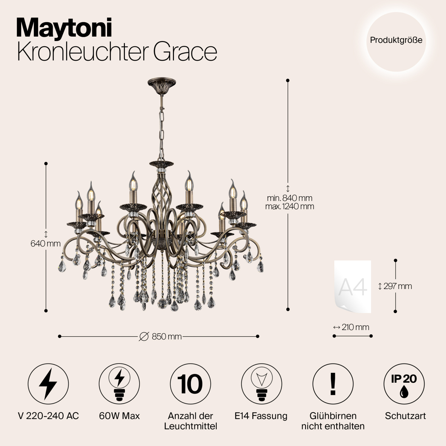 Maytoni Classic Grace Люстра цвет: бронза RC247-PL-10-R