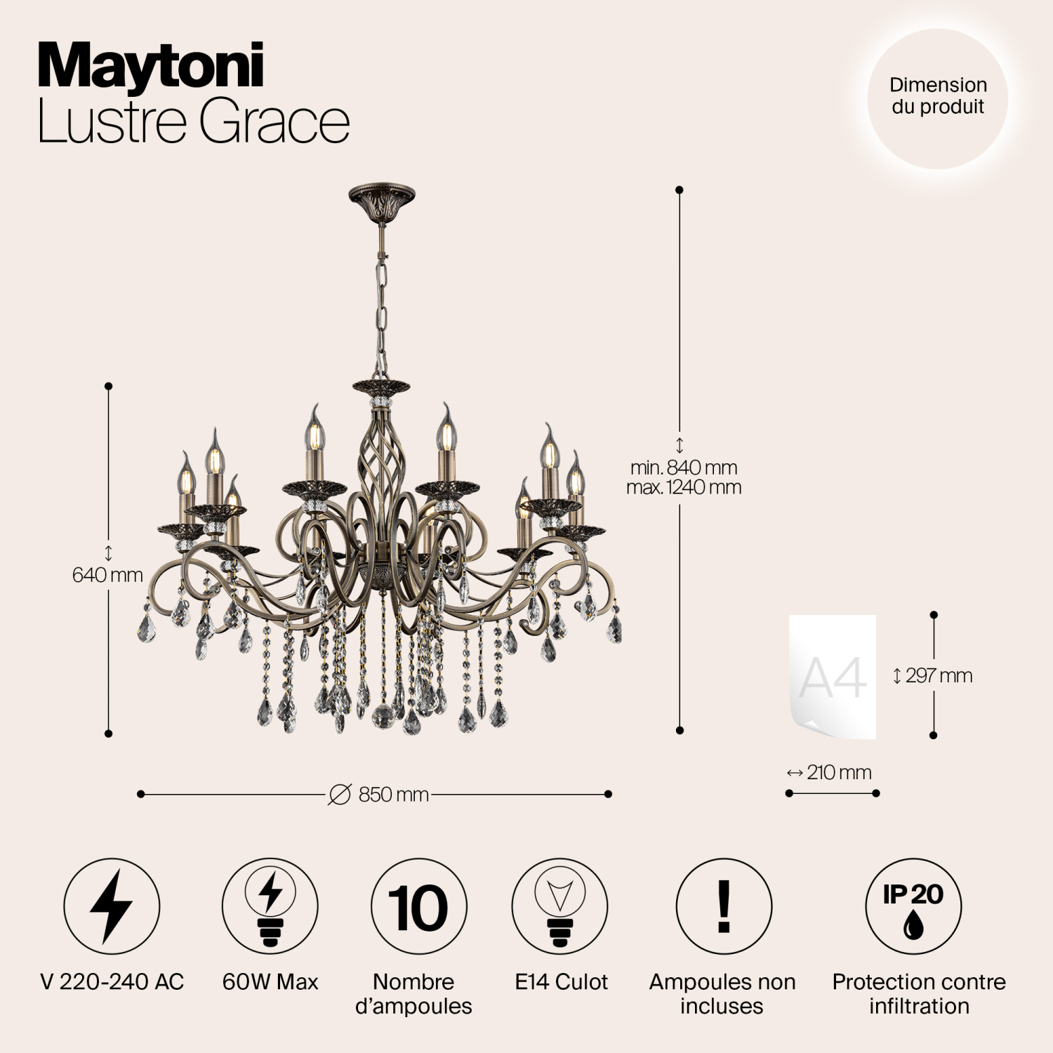 Maytoni Classic Grace Люстра цвет: бронза RC247-PL-10-R