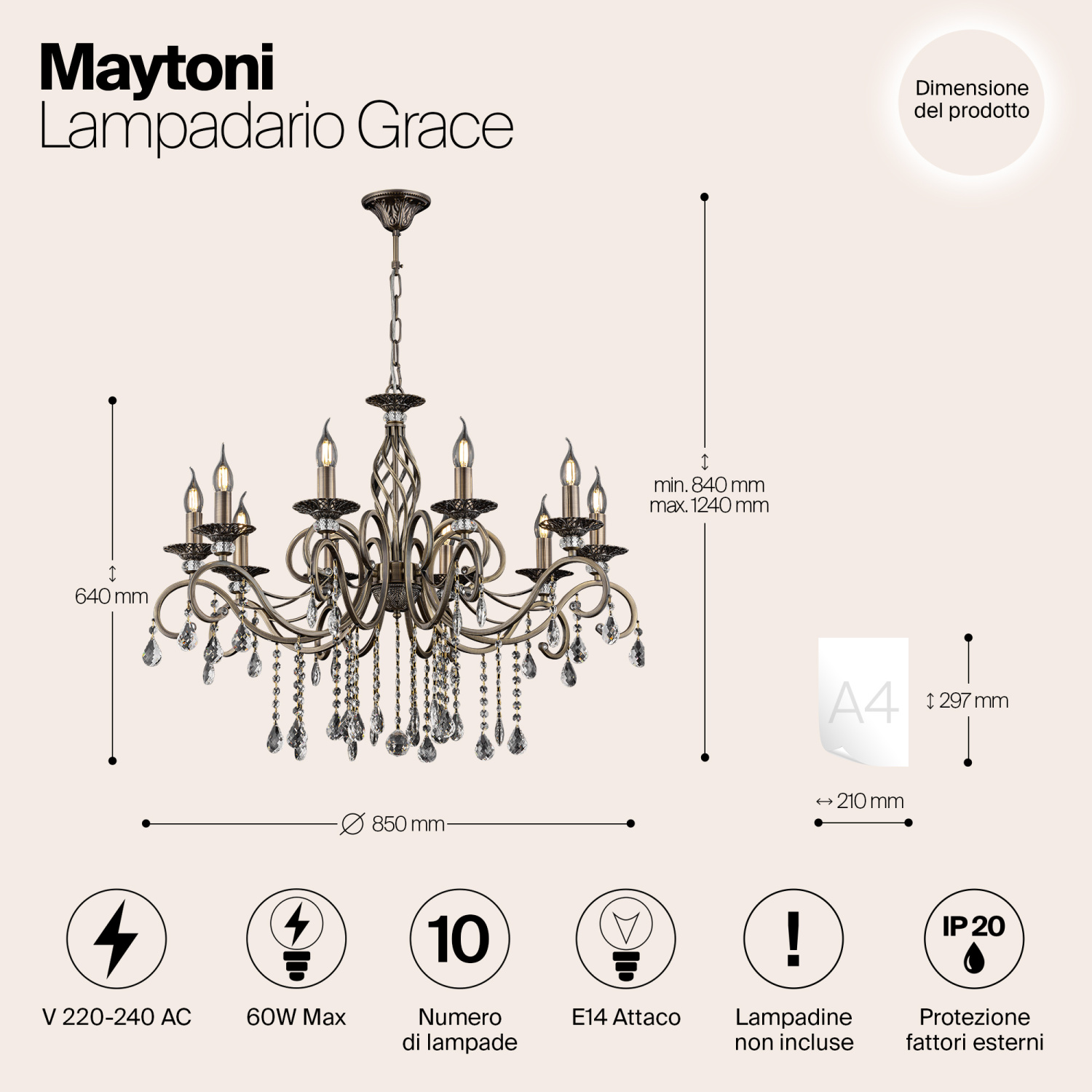 Maytoni Classic Grace Люстра цвет: бронза RC247-PL-10-R