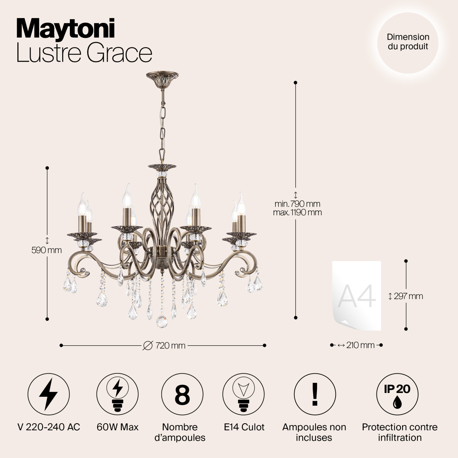 Maytoni Classic Grace Люстра цвет: бронза RC247-PL-08-R
