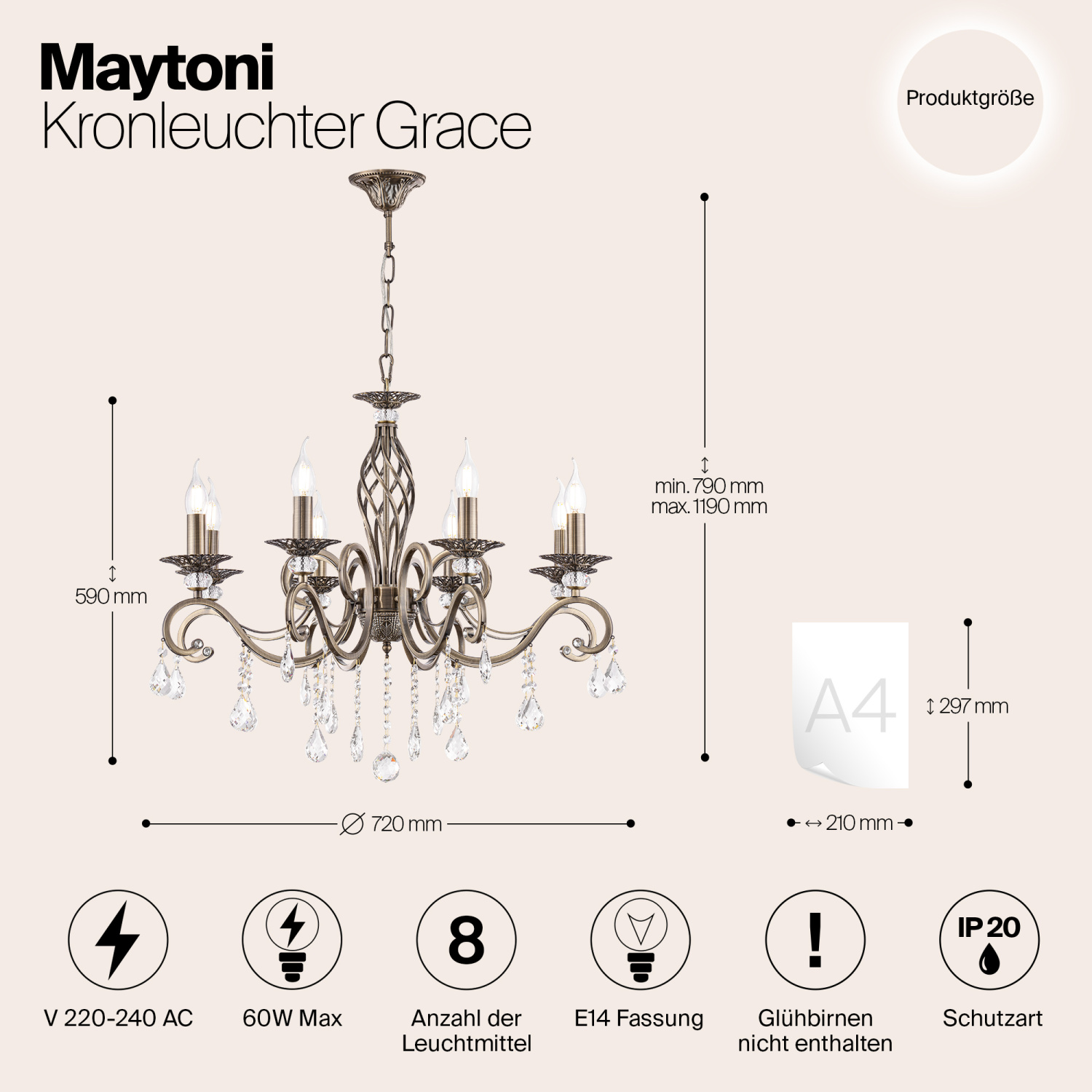 Maytoni Classic Grace Люстра цвет: бронза RC247-PL-08-R