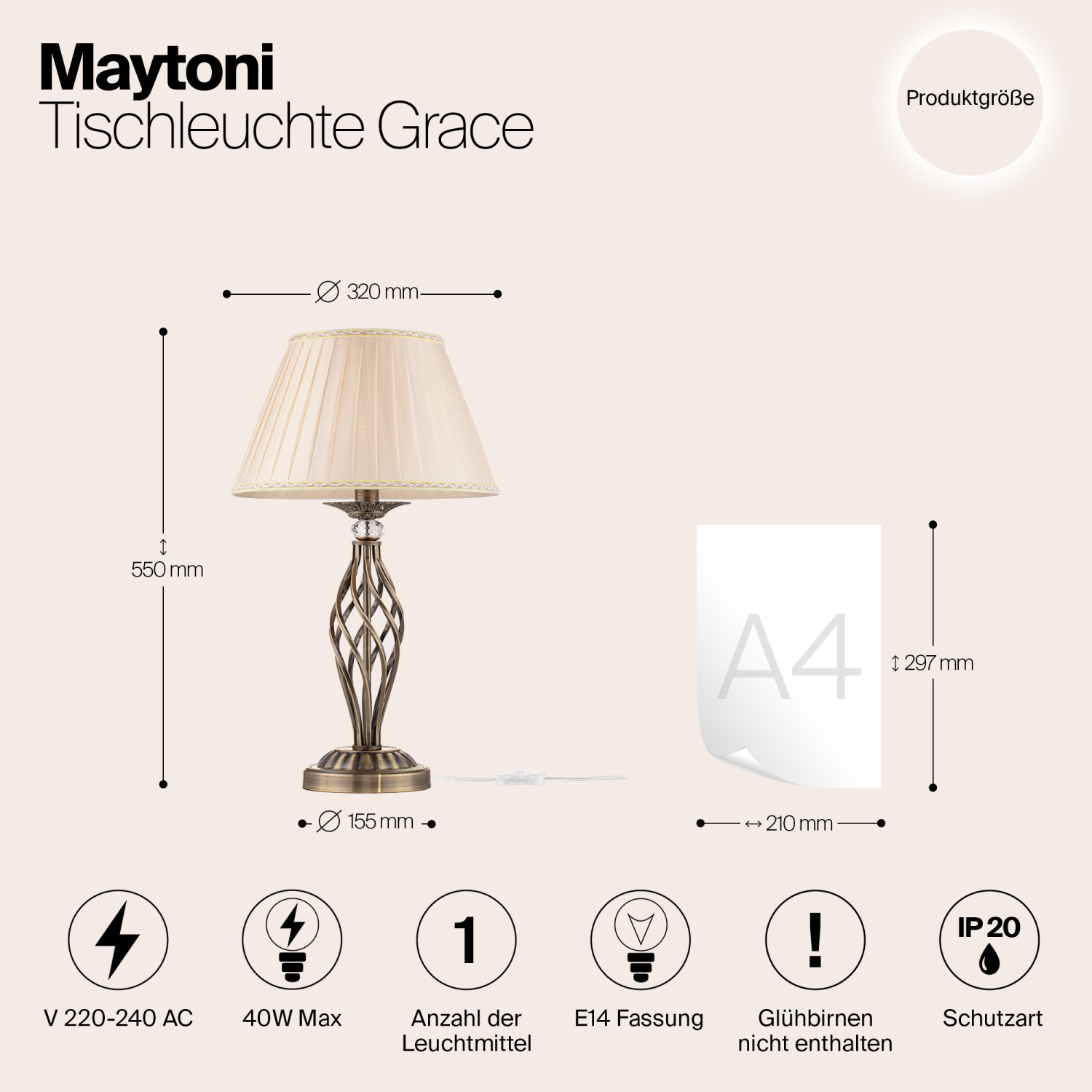 Maytoni Classic Grace Настольный светильник цвет: бронза RC247-TL-01-R