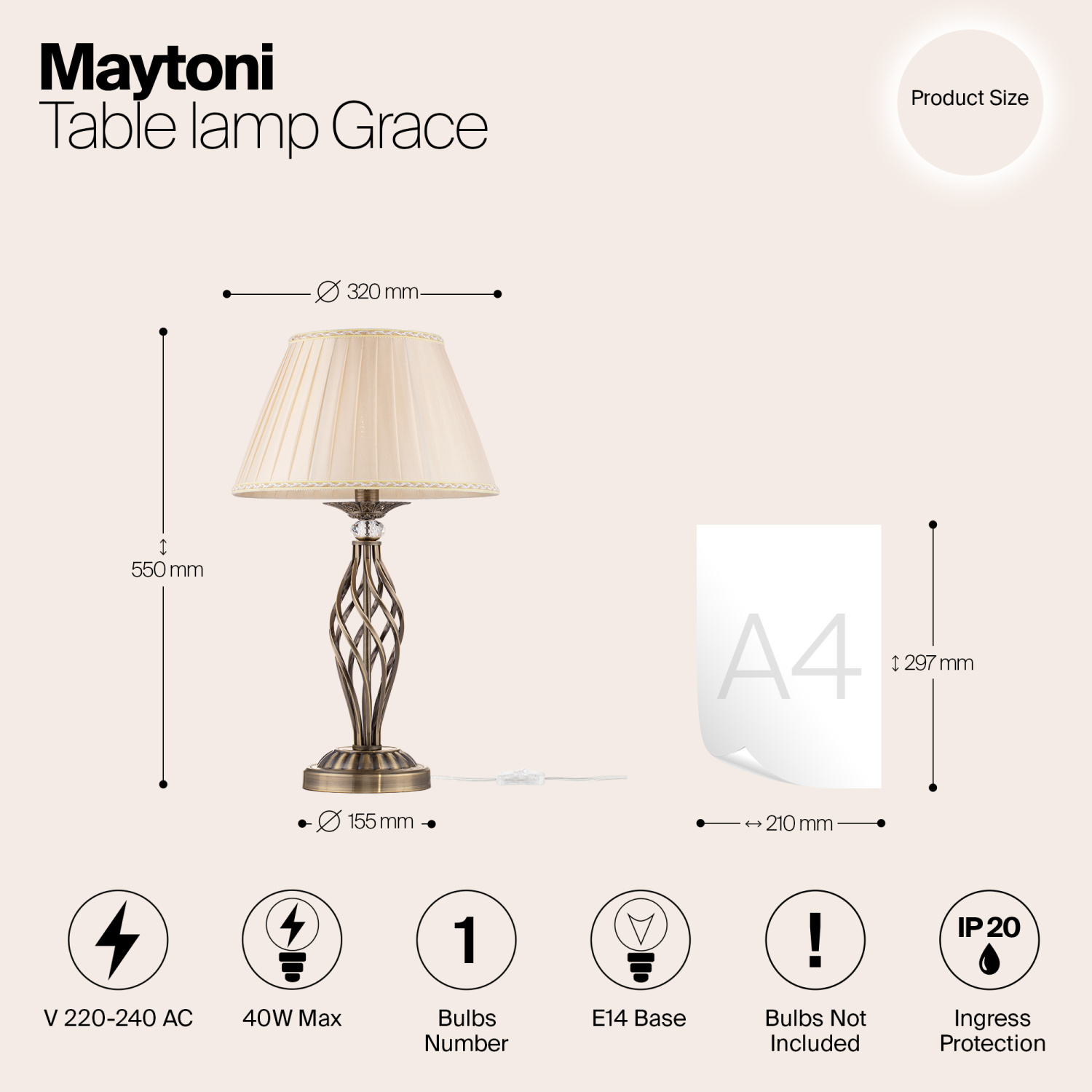 Maytoni Classic Grace Настольный светильник цвет: бронза RC247-TL-01-R