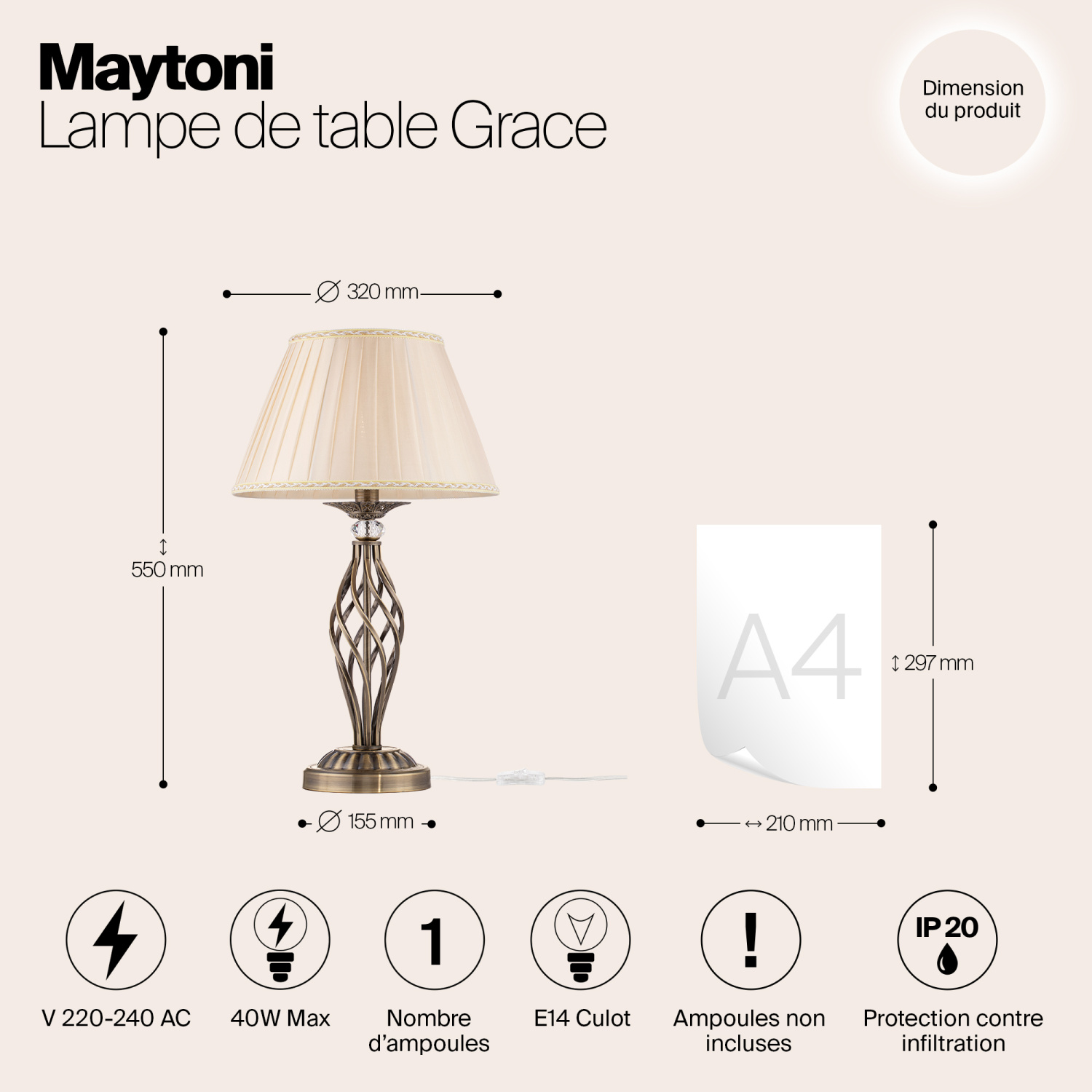 Maytoni Classic Grace Настольный светильник цвет: бронза RC247-TL-01-R