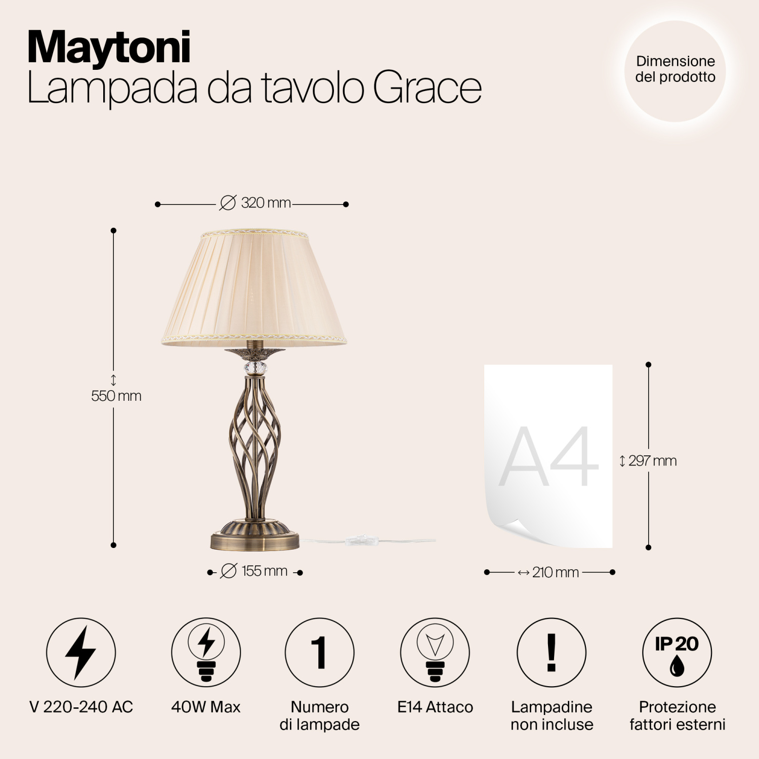 Maytoni Classic Grace Настольный светильник цвет: бронза RC247-TL-01-R
