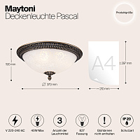 Maytoni Classic Pascal Потолочный светильник цвет: бронза C908-CL-03-R