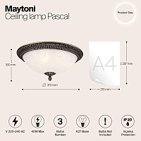 Maytoni Classic Pascal Потолочный светильник цвет: бронза C908-CL-03-R