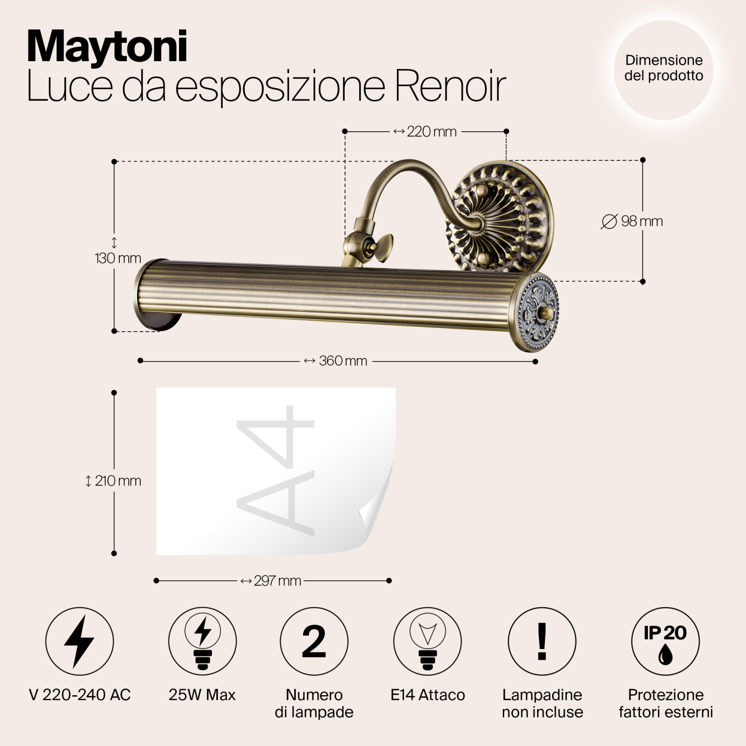 Maytoni Classic Renoir Подсветка цвет: бронза PIC118-22-R