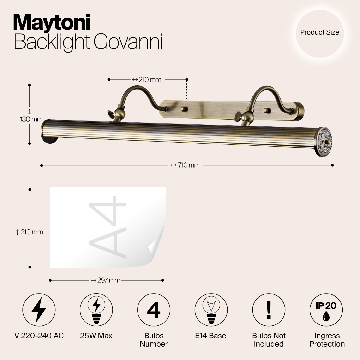 Maytoni Classic Govanni Подсветка цвет: бронза PIC119-44-R