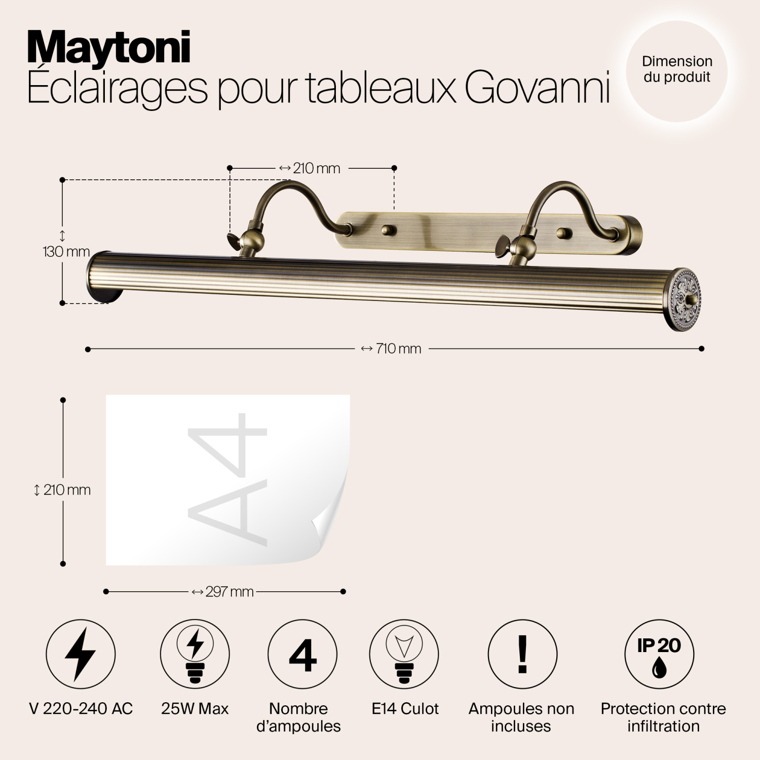 Maytoni Classic Govanni Подсветка цвет: бронза PIC119-44-R