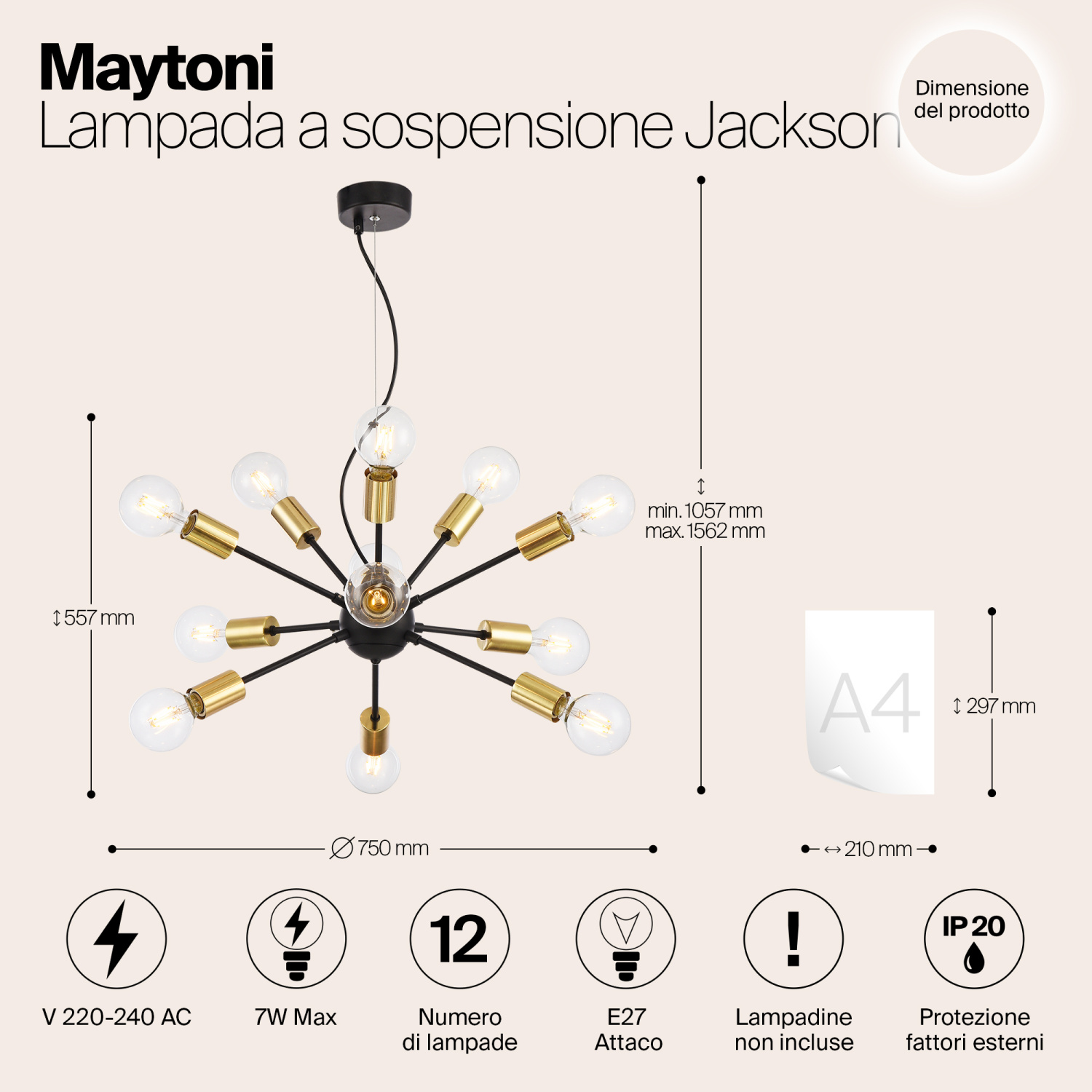 Maytoni Loft Jackson Подвесной светильник цвет: черный T546PL-12B