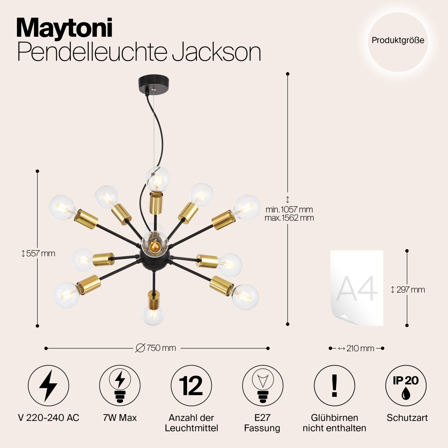 Maytoni Loft Jackson Подвесной светильник цвет: черный T546PL-12B