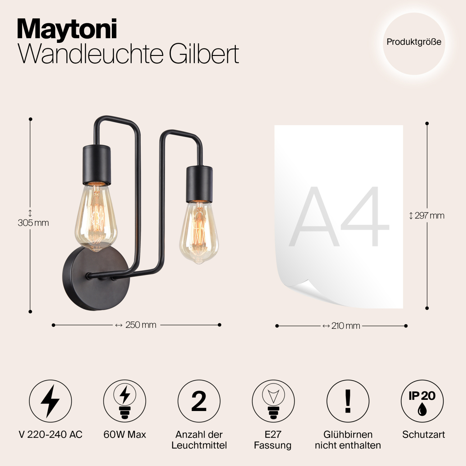 Maytoni Loft Gilbert Настенный светильник (бра) цвет: черный T532WL-02B