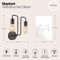 Maytoni Loft Gilbert Настенный светильник (бра) цвет: черный T532WL-02B