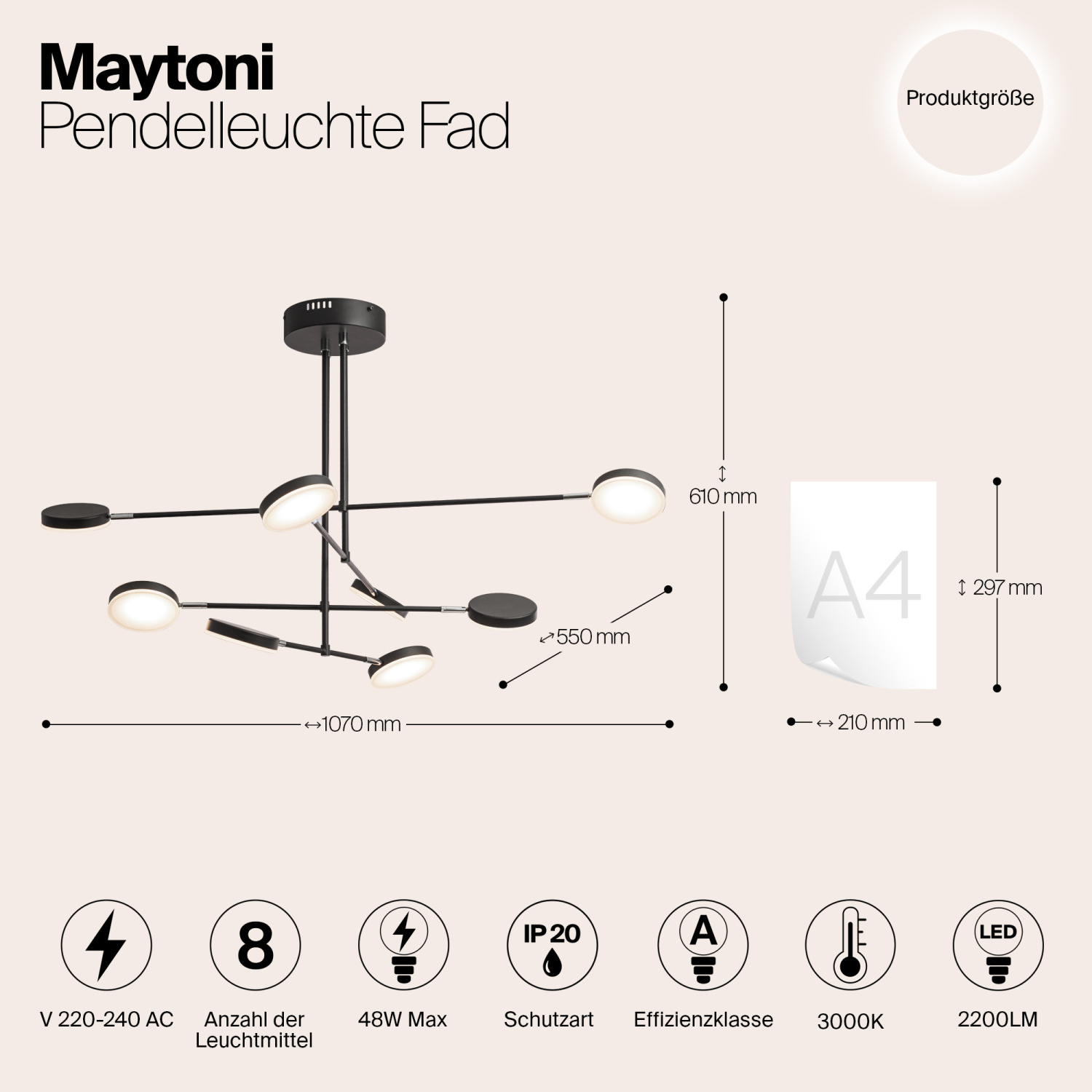 Maytoni Modern Fad Подвесной светильник цвет: черный MOD070PL-L48B3K