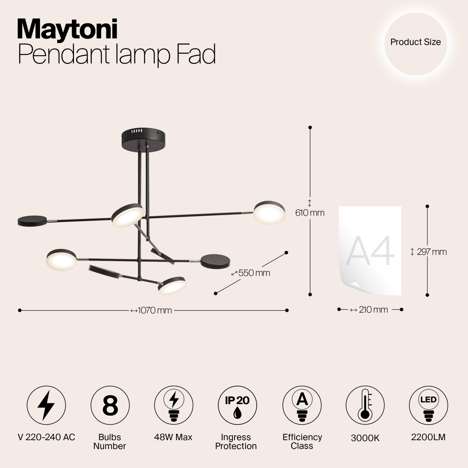 Maytoni Modern Fad Подвесной светильник цвет: черный MOD070PL-L48B3K