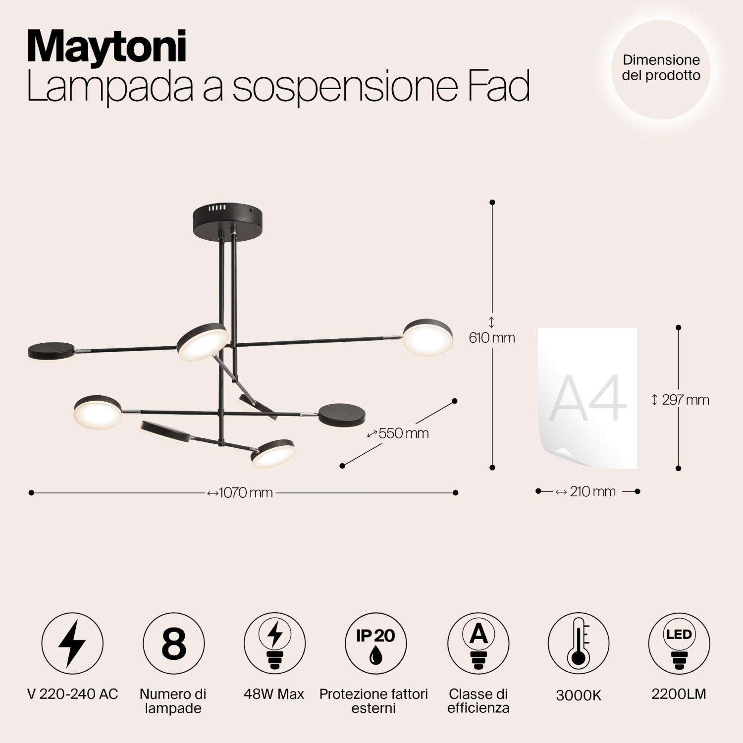 Maytoni Modern Fad Подвесной светильник цвет: черный MOD070PL-L48B3K