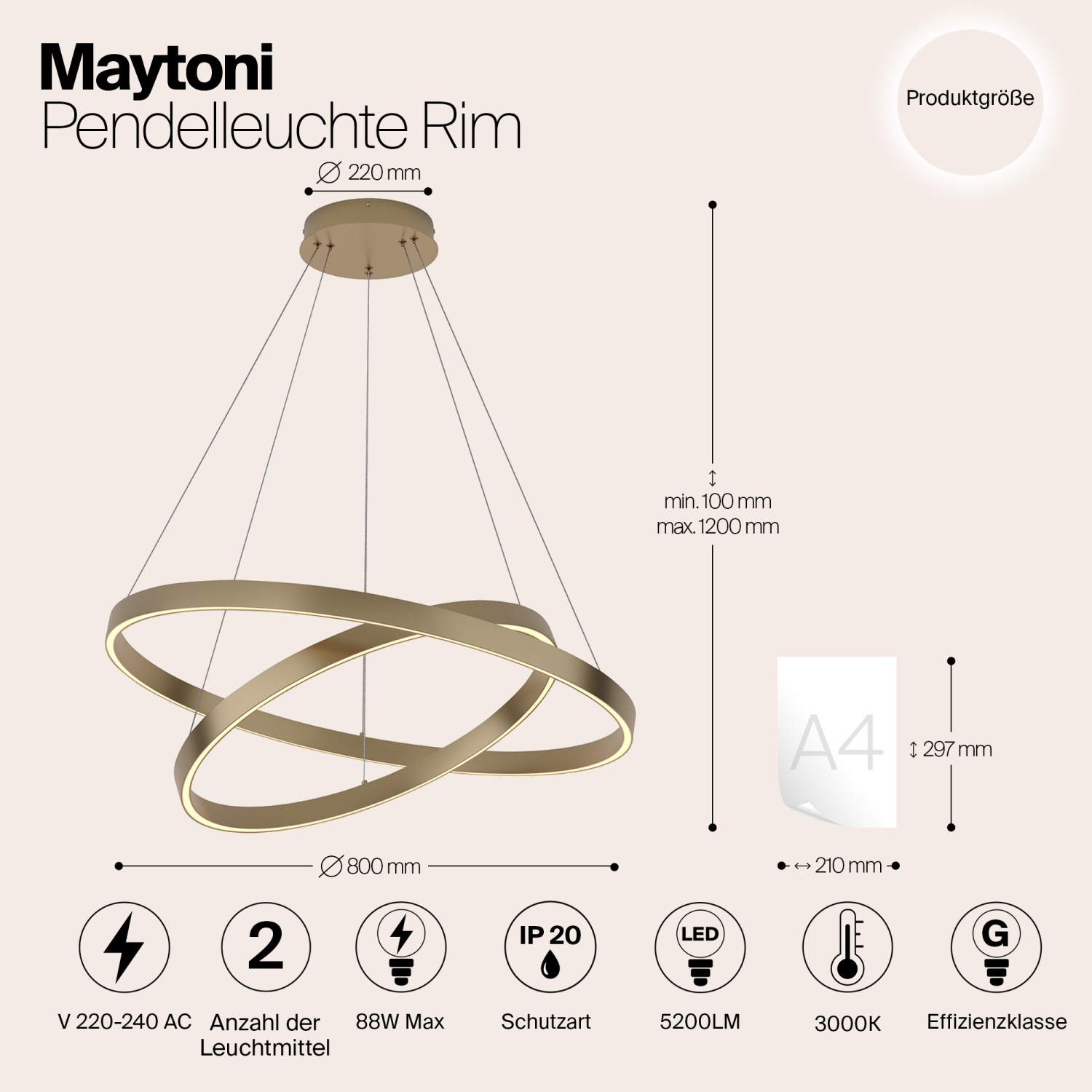 Maytoni Modern Rim Подвесной светильник цвет: латунь MOD058PL-L74BS4K