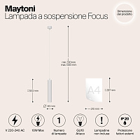 Maytoni Technical Focus Подвесной светильник цвет: белый P075PL-01W