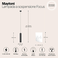 Maytoni Technical Focus Подвесной светильник цвет: черный P075PL-01B