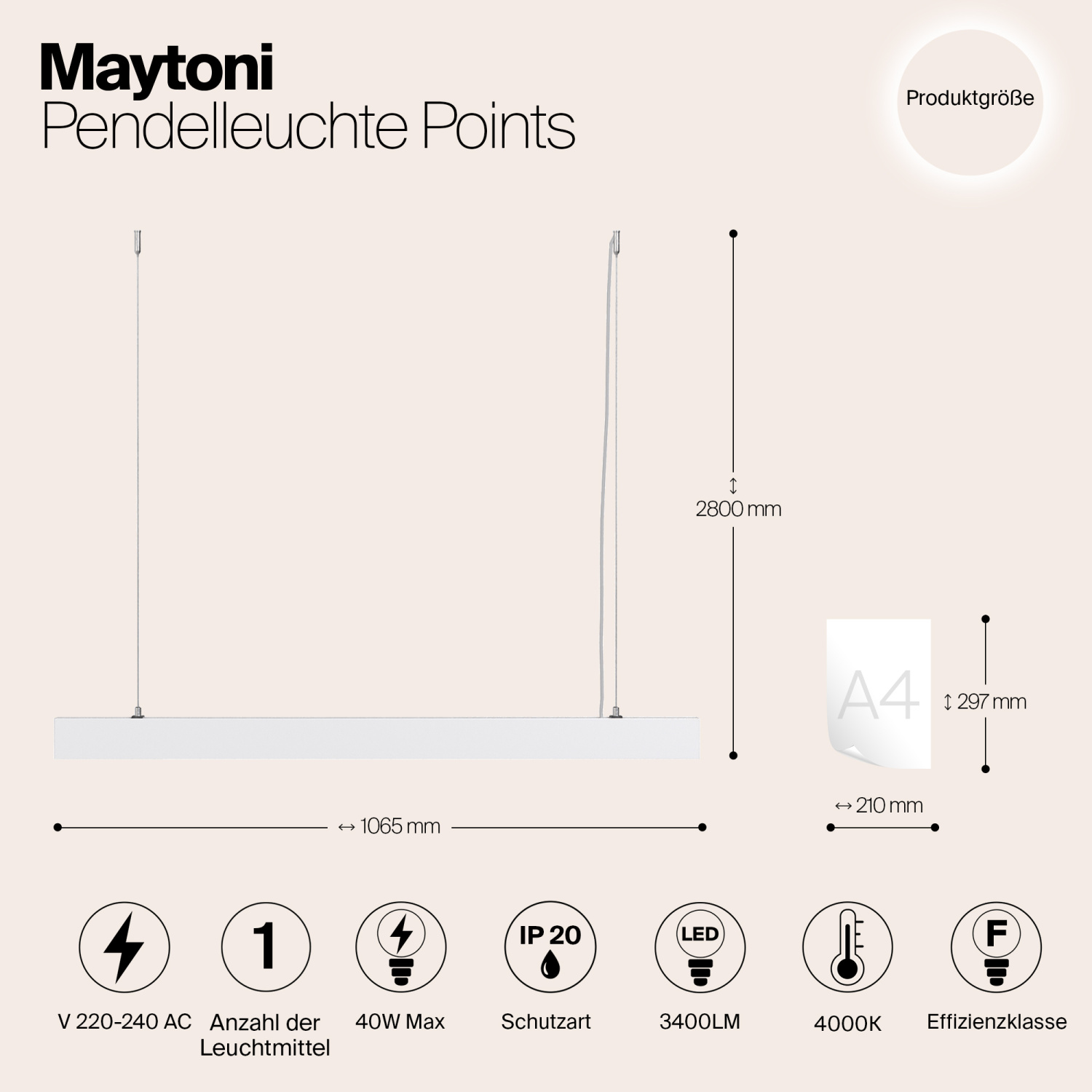 Maytoni Technical Points Подвесной светильник цвет: белый P050PL-L40W4K