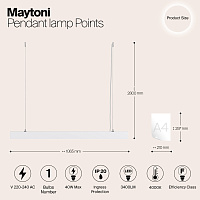 Maytoni Technical Points Подвесной светильник цвет: белый P050PL-L40W4K