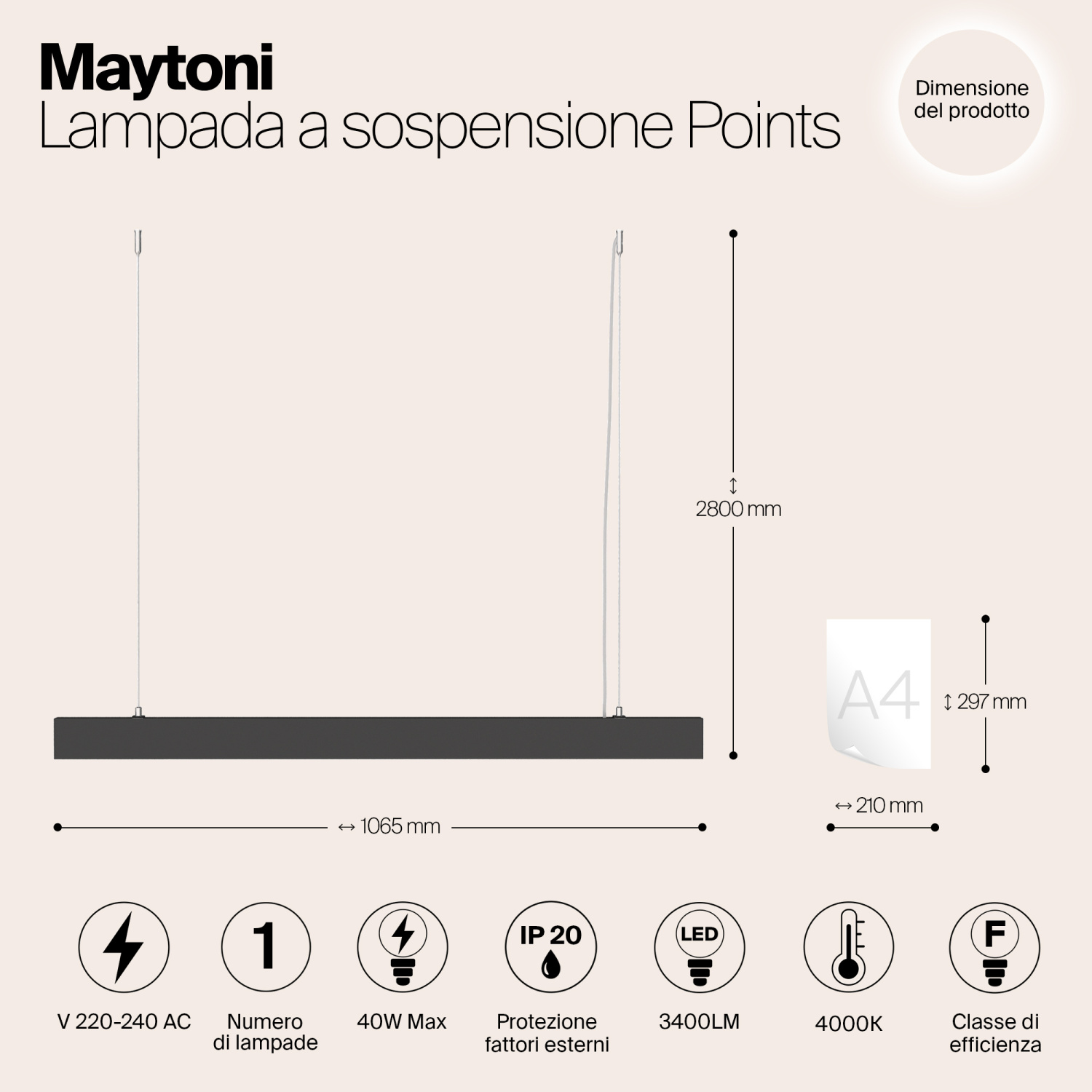 Maytoni Technical Points Подвесной светильник цвет: черный P050PL-L40B4K