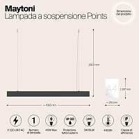 Maytoni Technical Points Подвесной светильник цвет: черный P050PL-L40B4K