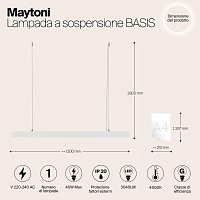 Maytoni Technical BASIS Подвесной светильник цвет: белый P051PL-L40W4K