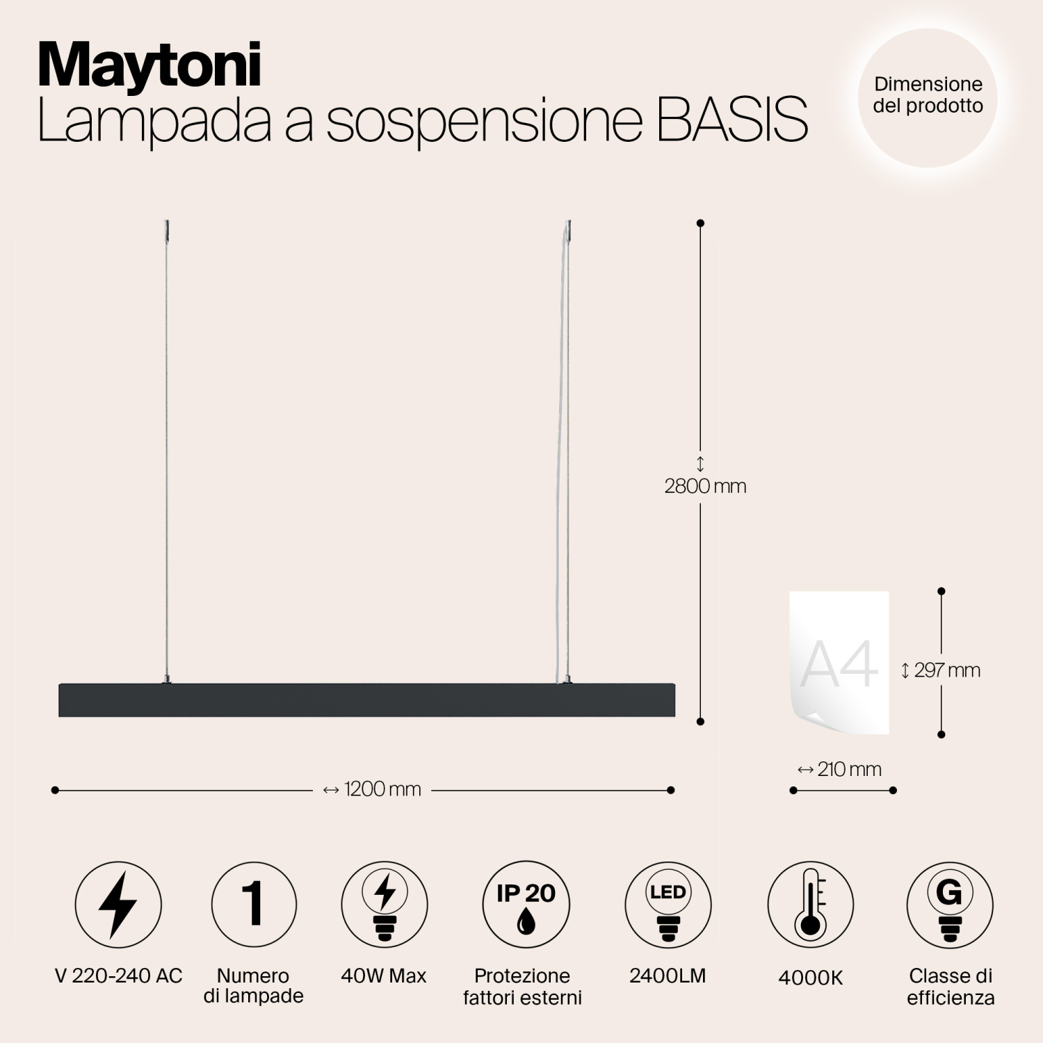 Maytoni Technical BASIS Подвесной светильник цвет: черный P051PL-L40B4K