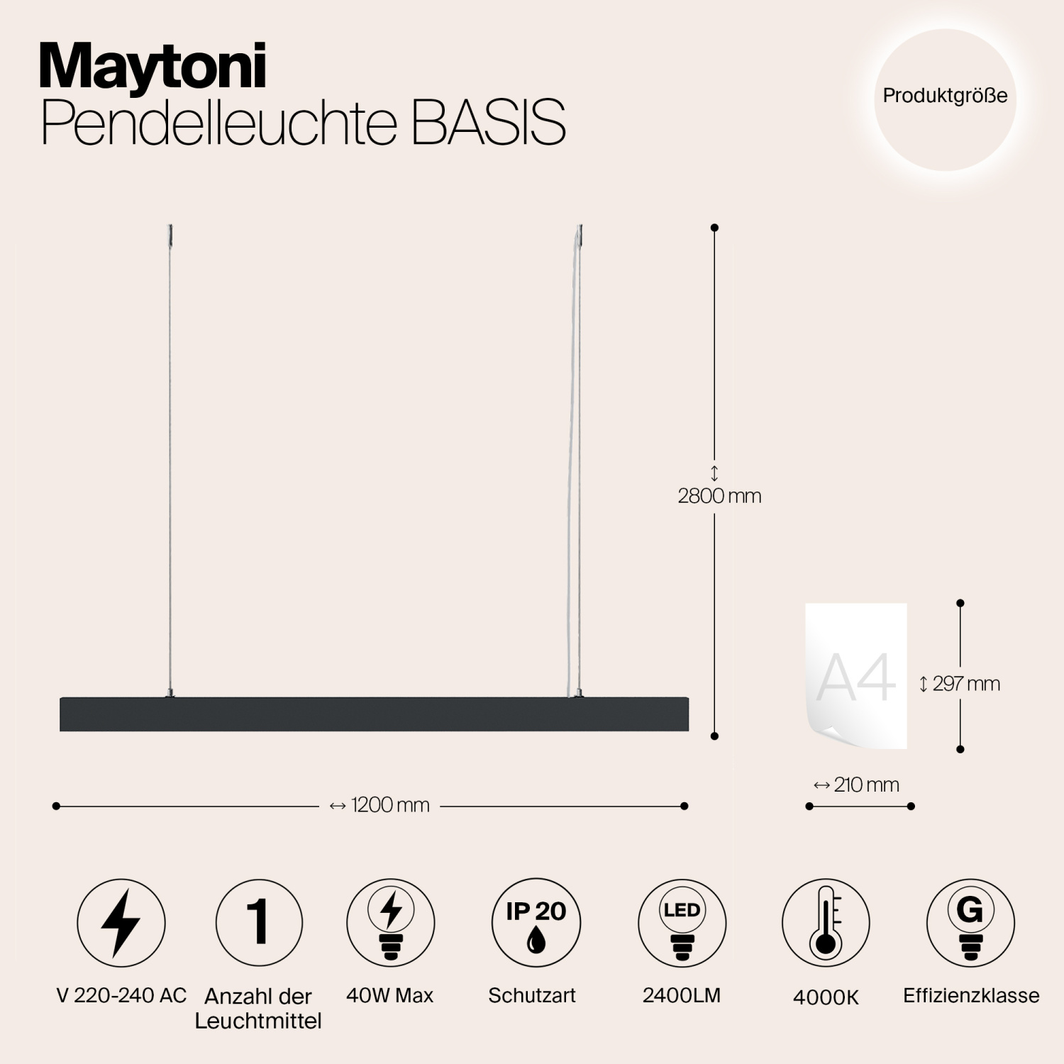 Maytoni Technical BASIS Подвесной светильник цвет: черный P051PL-L40B4K