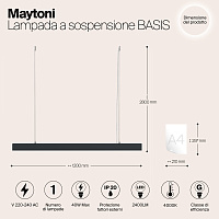 Maytoni Technical BASIS Подвесной светильник цвет: черный P051PL-L40B4K