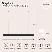 Maytoni Technical BASIS Подвесной светильник цвет: черный P051PL-L40B4K