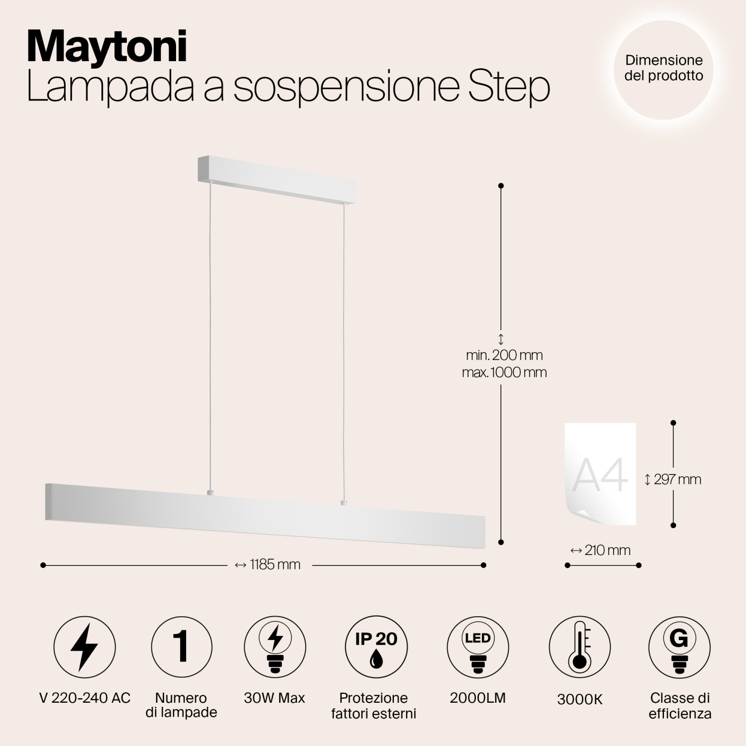 Maytoni Technical Step Подвесной светильник цвет: белый P010PL-L30W
