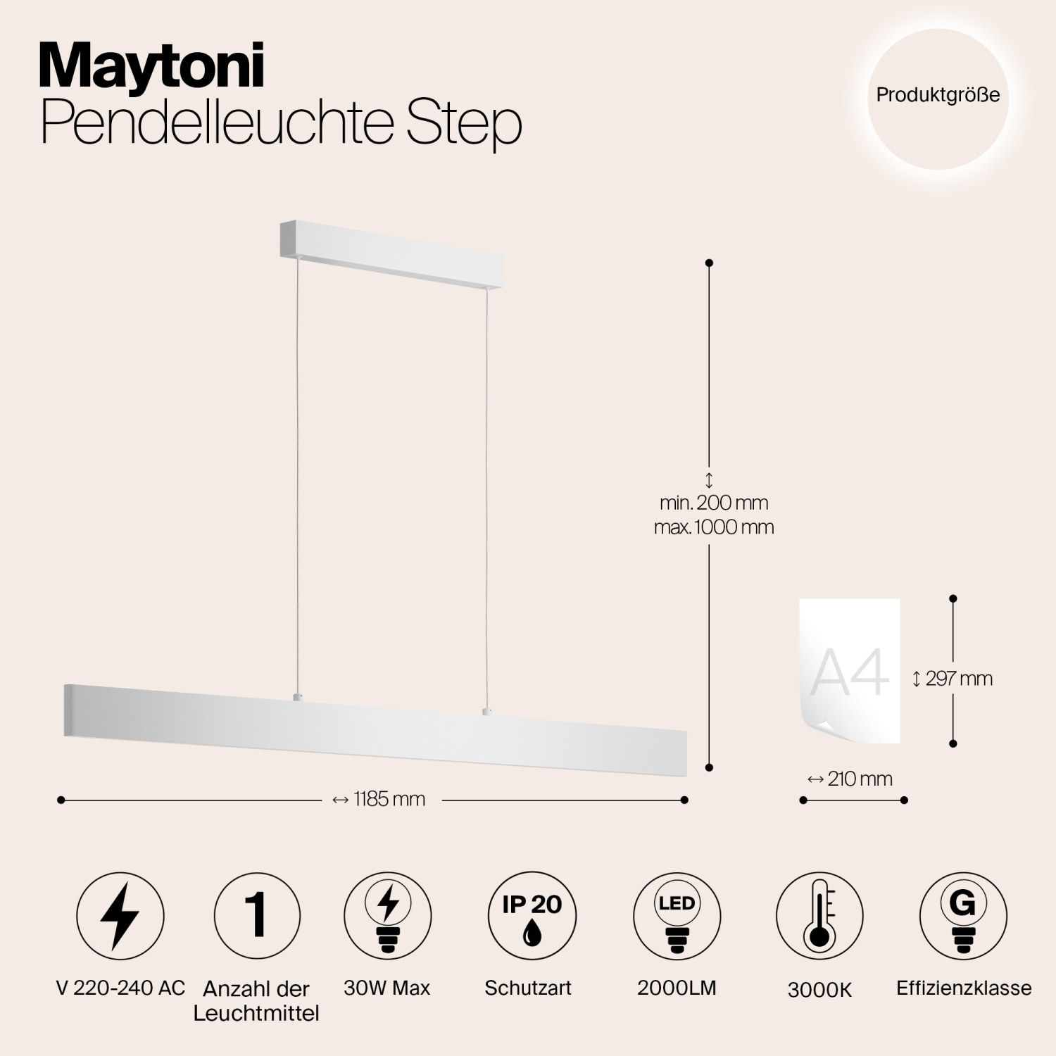 Maytoni Technical Step Подвесной светильник цвет: белый P010PL-L30W