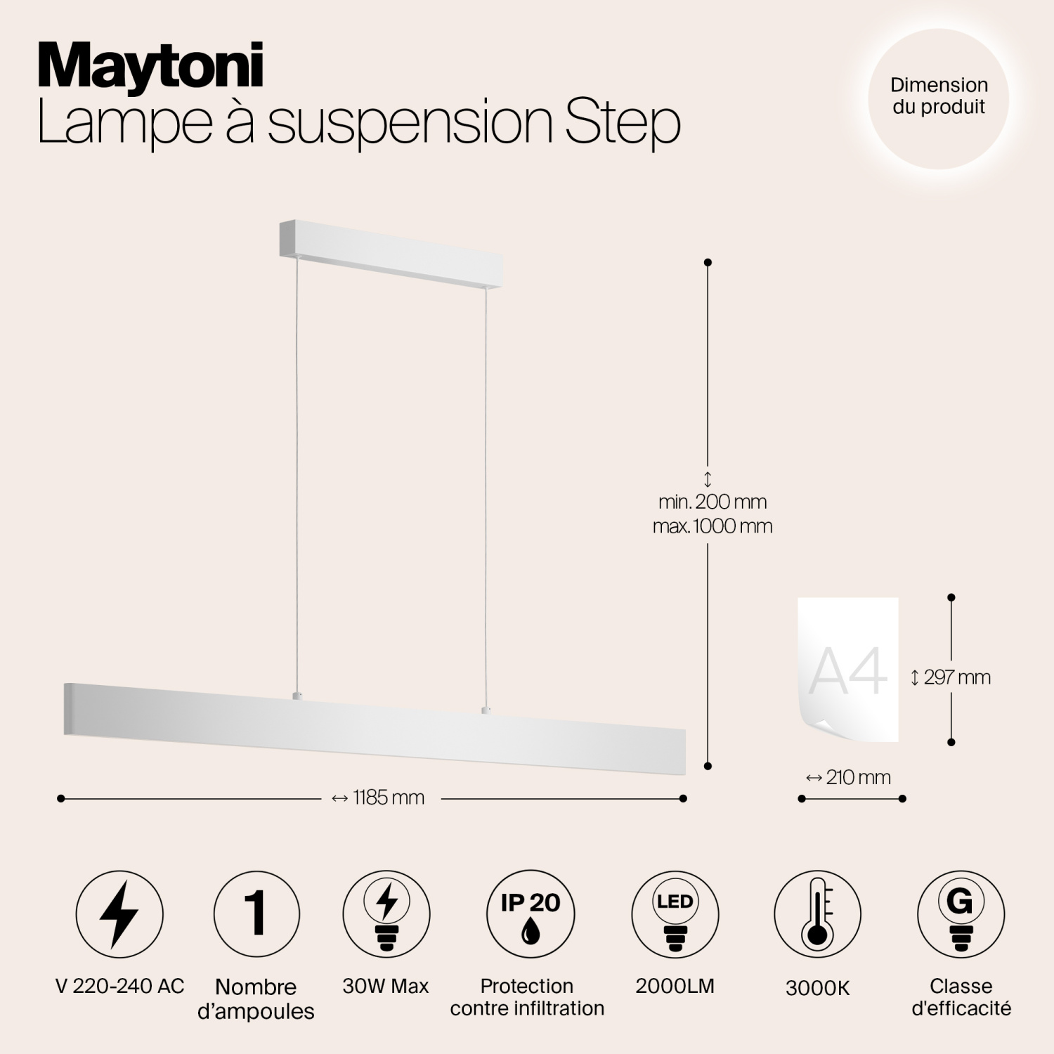 Maytoni Technical Step Подвесной светильник цвет: белый P010PL-L30W
