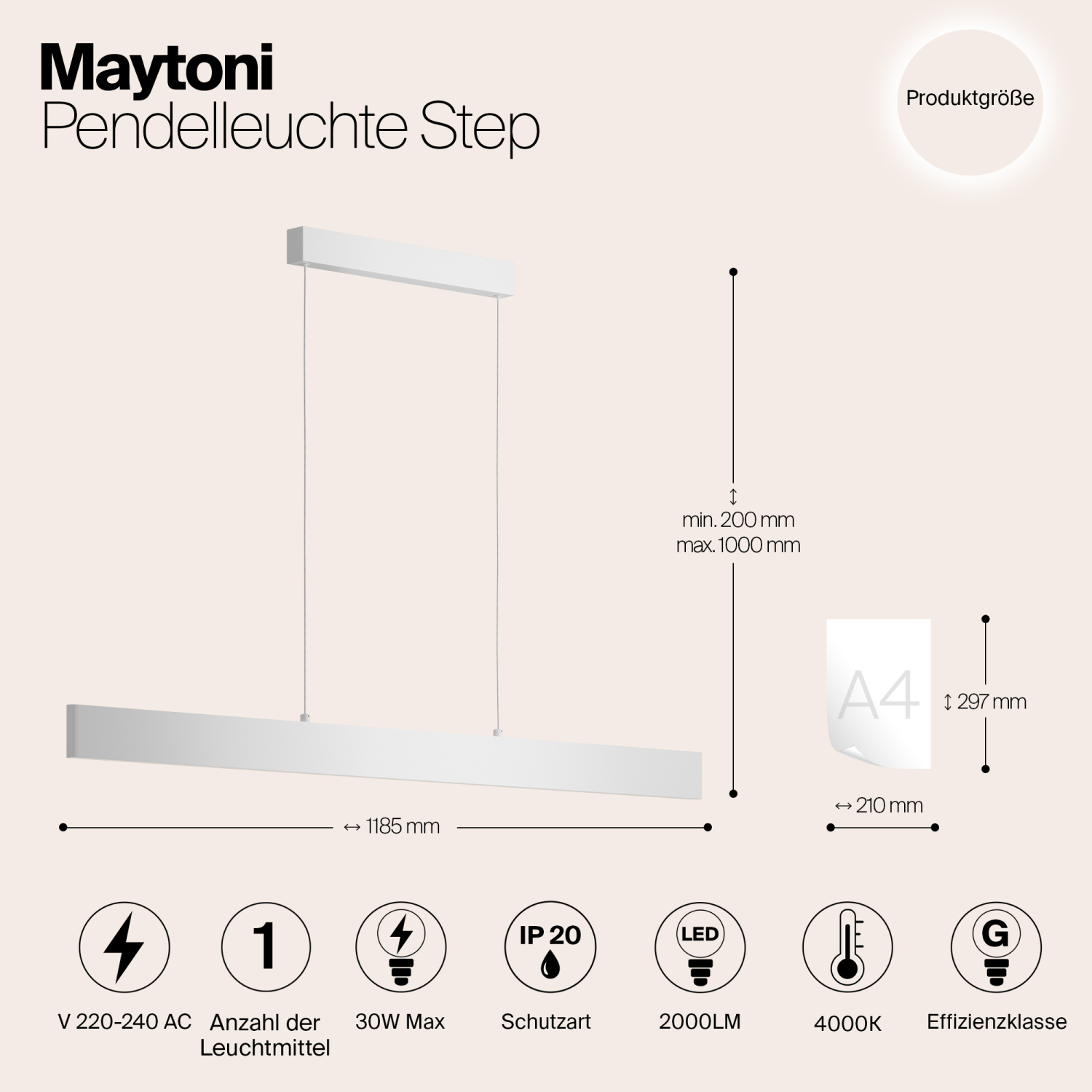 Maytoni Technical Step Подвесной светильник цвет: белый P010PL-L30W4K