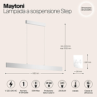 Maytoni Technical Step Подвесной светильник цвет: белый P010PL-L30W4K