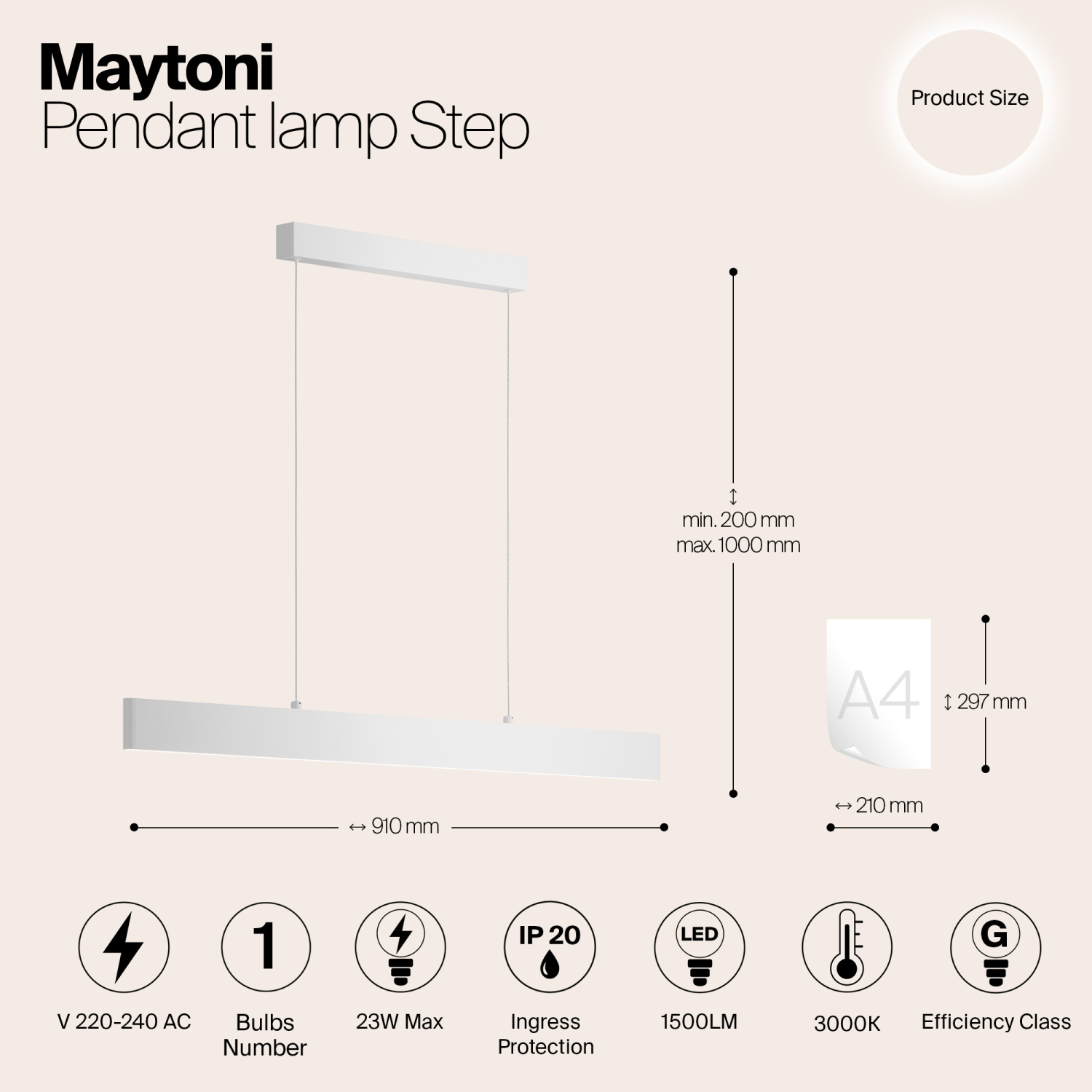 Maytoni Technical Step Подвесной светильник цвет: белый P010PL-L23W