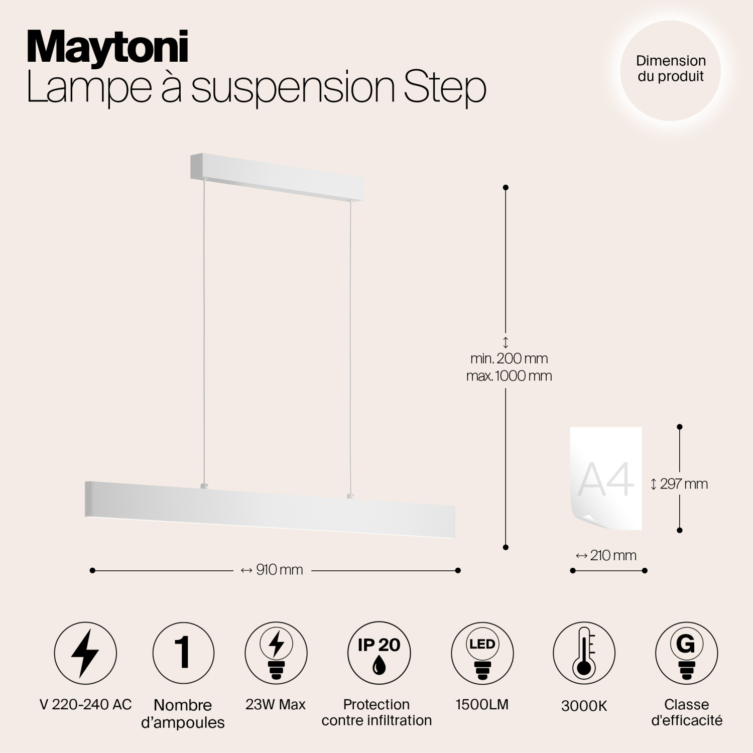 Maytoni Technical Step Подвесной светильник цвет: белый P010PL-L23W
