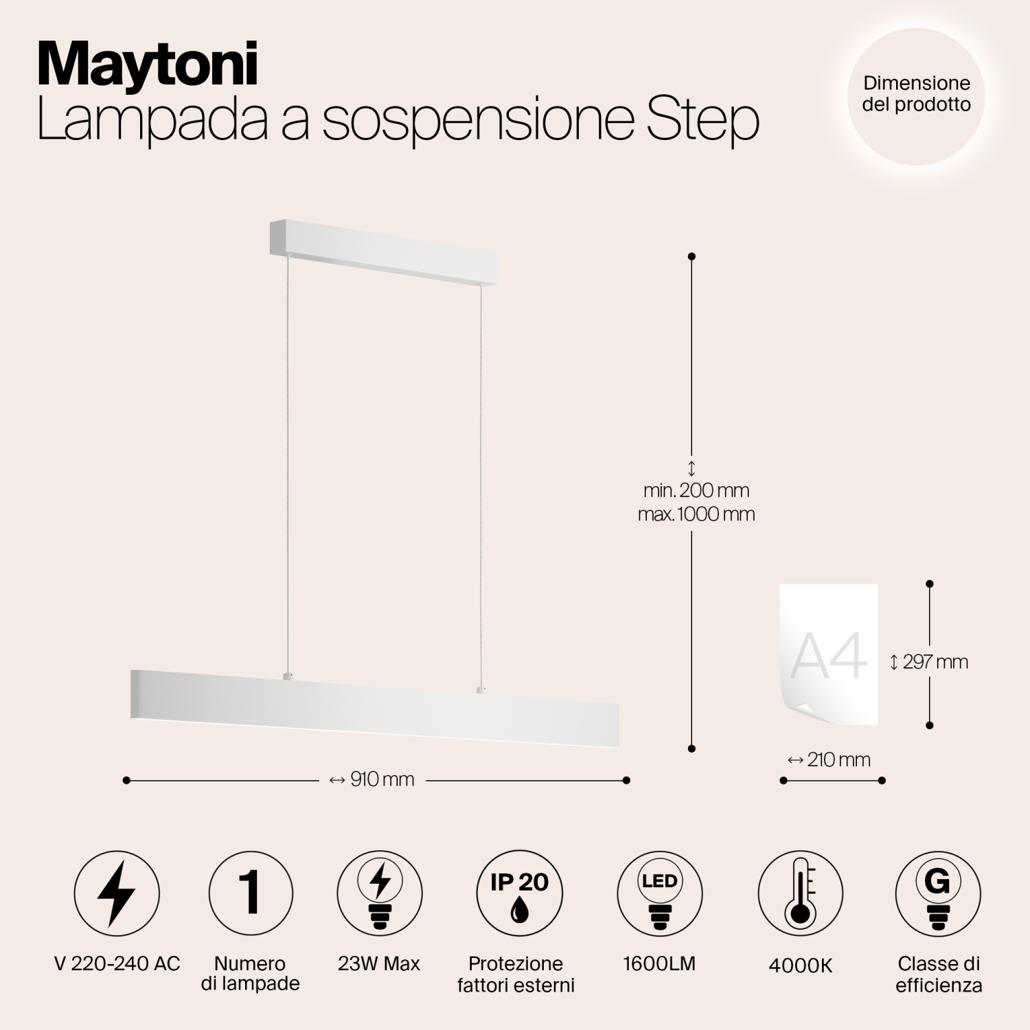 Maytoni Technical Step Подвесной светильник цвет: белый P010PL-L23W4K