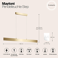 Maytoni Technical Step Подвесной светильник цвет: золото P010PL-L30G4K