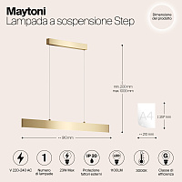 Maytoni Technical Step Подвесной светильник цвет: золото P010PL-L23G3K