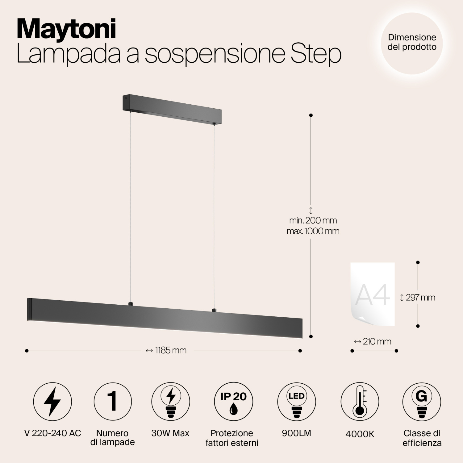 Maytoni Technical Step Подвесной светильник цвет: черный P010PL-L30B4K