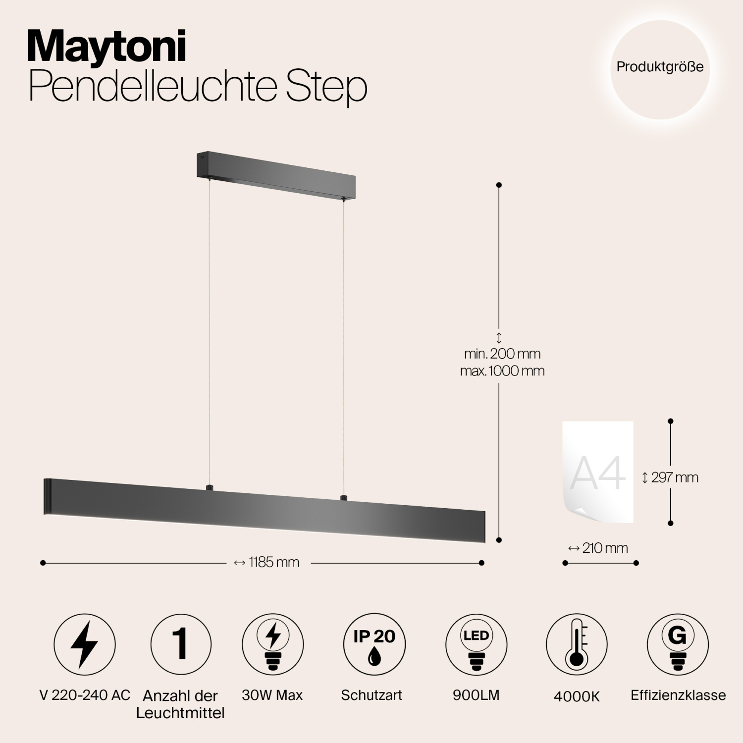 Maytoni Technical Step Подвесной светильник цвет: черный P010PL-L30B4K