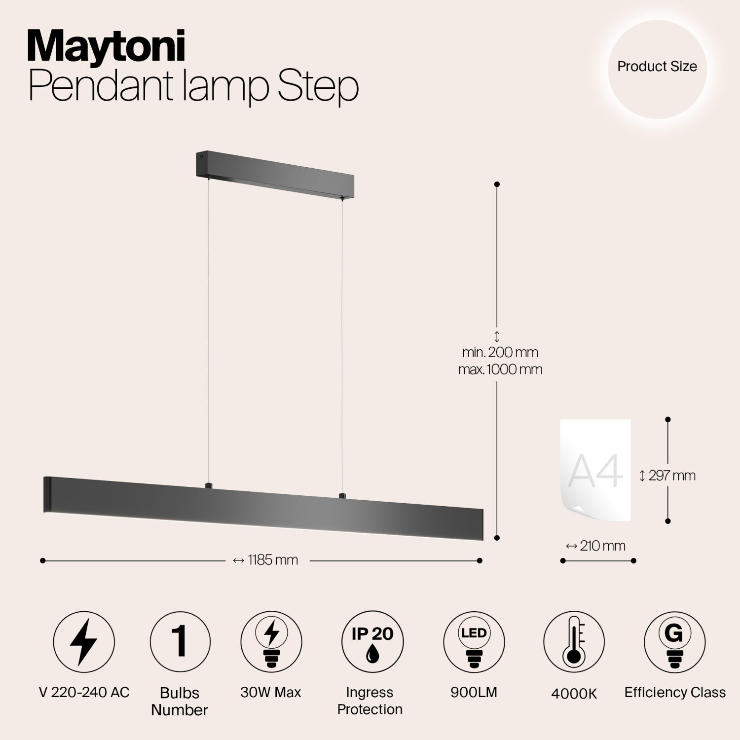 Maytoni Technical Step Подвесной светильник цвет: черный P010PL-L30B4K