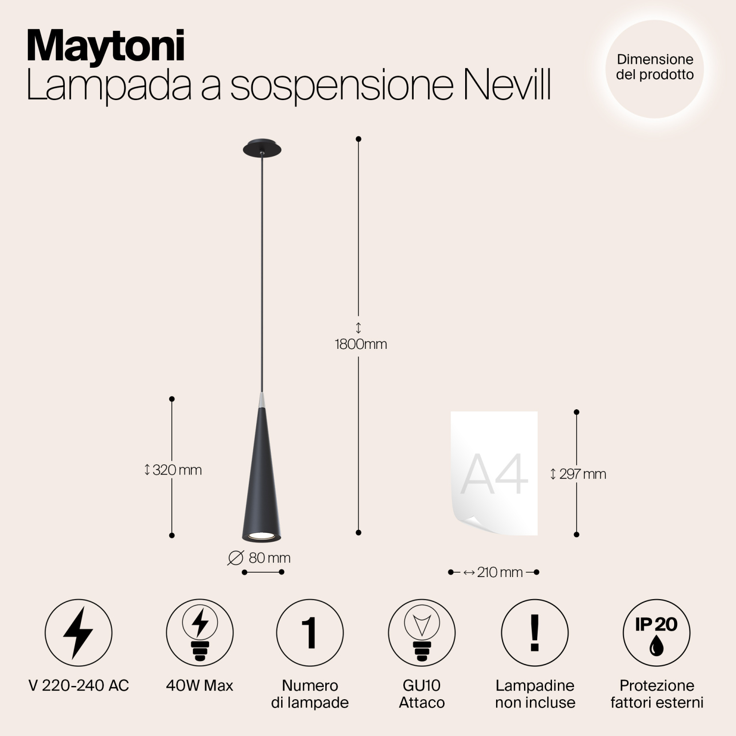Maytoni Technical Nevill Подвесной светильник цвет: черный P318PL-01B