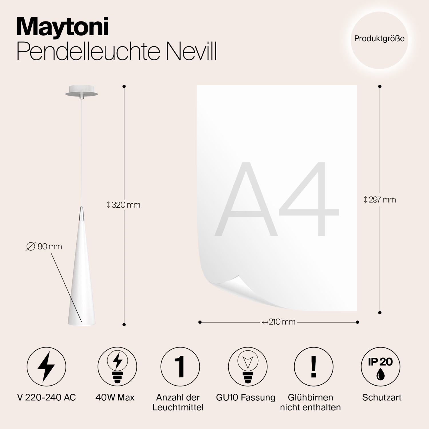 Maytoni Technical Nevill Подвесной светильник цвет: белый P318-PL-01-W
