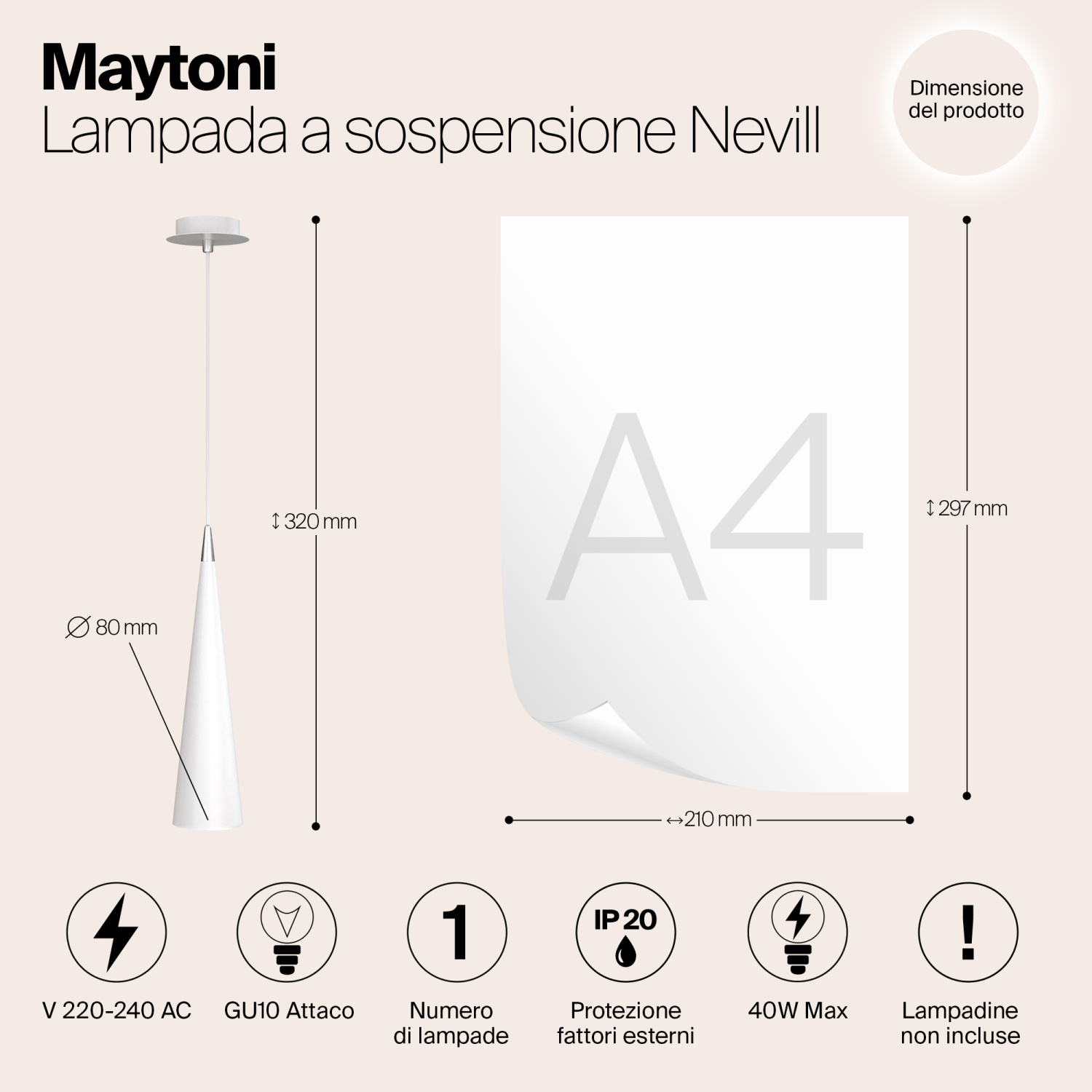 Maytoni Technical Nevill Подвесной светильник цвет: белый P318-PL-01-W